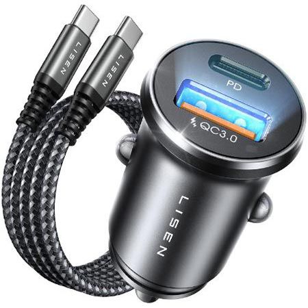 Lisen USB C/A KFZ Ladeadapter mit 60W für 7,42€ (statt 13€)