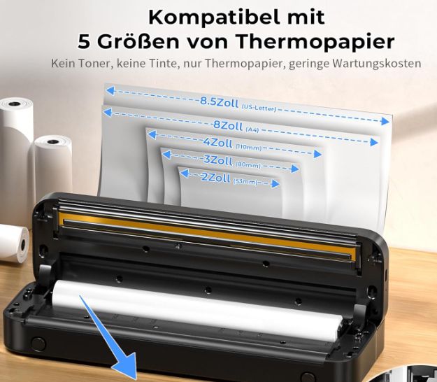 Mobiler A4 Drucker M832   mit Bluetooth & ohne Tinte für 68,99€ (statt 162€)