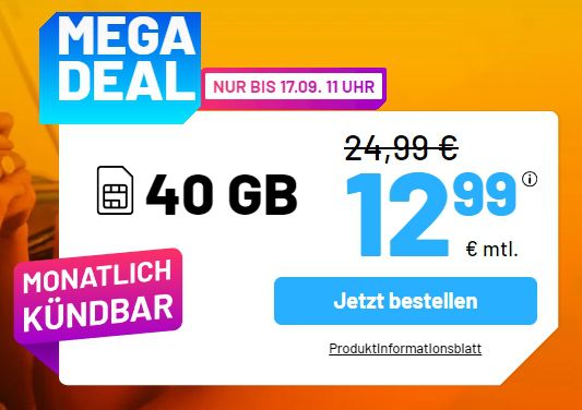 Sim.de Allnet Flat mit 40GB 5G für 12,99€ mtl.   Unlimited für 24,99€