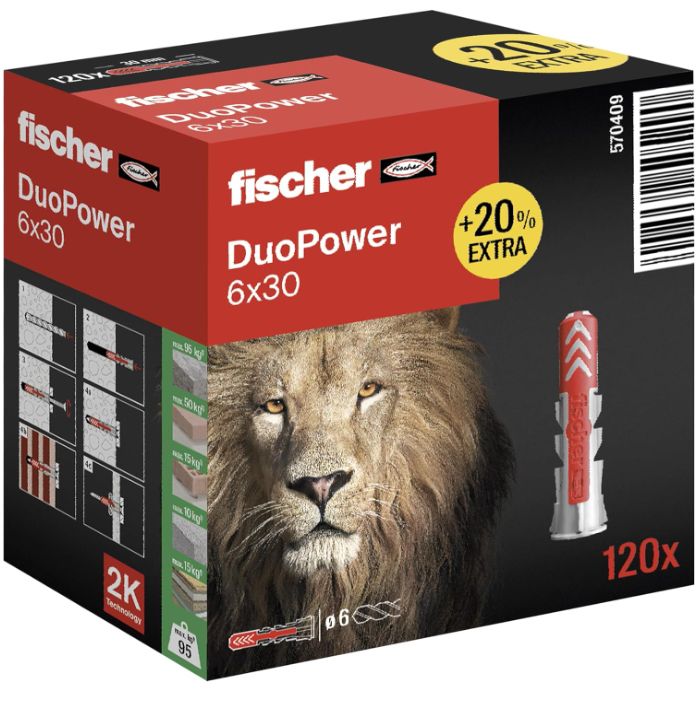 120er Box fischer DuoPower 6 x 30 Universaldübel ab 5,98€ (statt 9€)