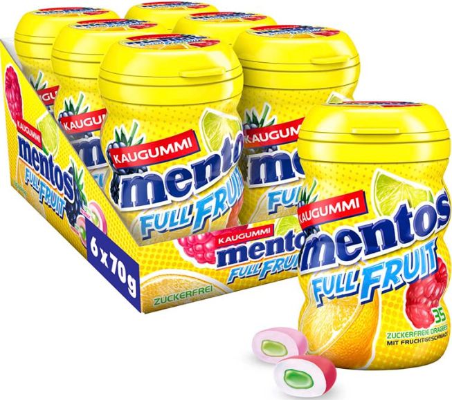 6x 70g Mentos Kaugummi Full Fruit ab 12€ (statt 15€)