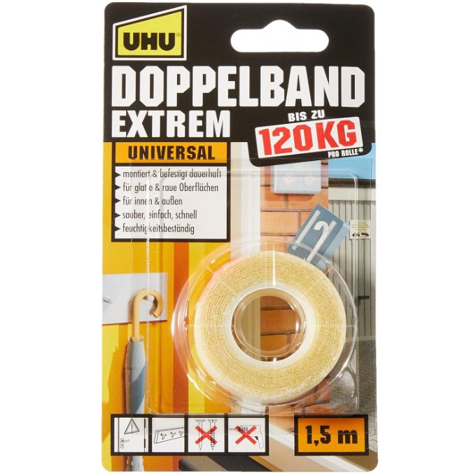 UHU Doppelband Extrem   1,5m x 19mm für 4,59€ (statt 8€)