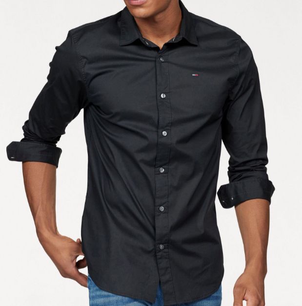 Tommy Jeans Original Slim Fit Hemd in Schwarz für 39,94€ (statt 49€)