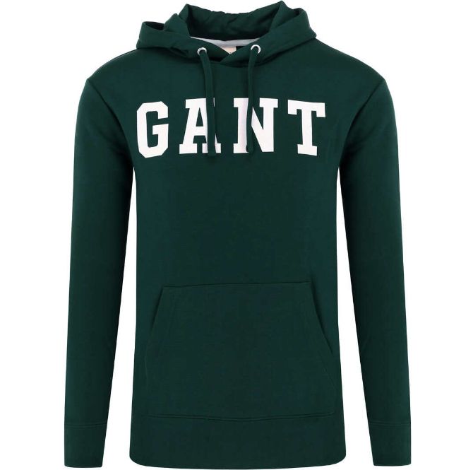 Gant Hoodie mit Logo in Grün für 42,90€ (statt 82€)   bis 3XL