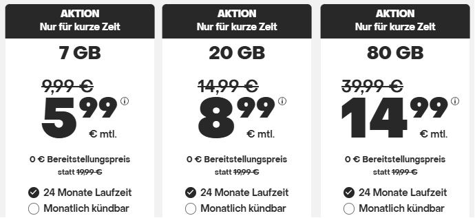 Handyvertrag.de: Allnet Flat inkl. 5G mit 7GB 5,99€ / 45GB 10,99€ / 80GB 14,99€  mtl.