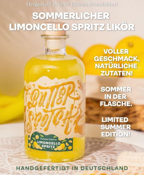 🍋 Butterscotch Limoncello Spritz Likör, 0,5L, 20% Vol. für 16,92€ (statt 23€)