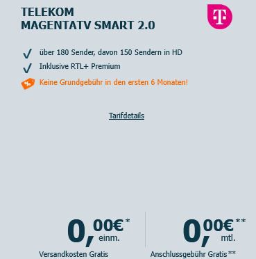 Eff. 9 Monate GRATIS: Telekom MagentaTV mit 180 HD Sendern + RTL+ & 30€ Cashback