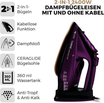 Tower T22008 CeraGlide Kabelloses Bügeleisen für 24,99€ (statt 30€)