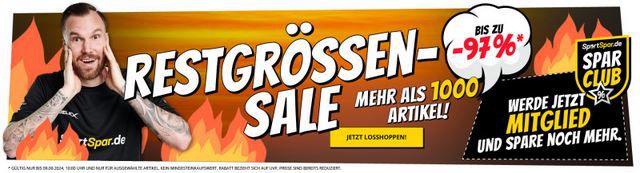 🔥 SportSpar Restgrößen Sale mit bis  97% + 5€ Gutschein ab 60€