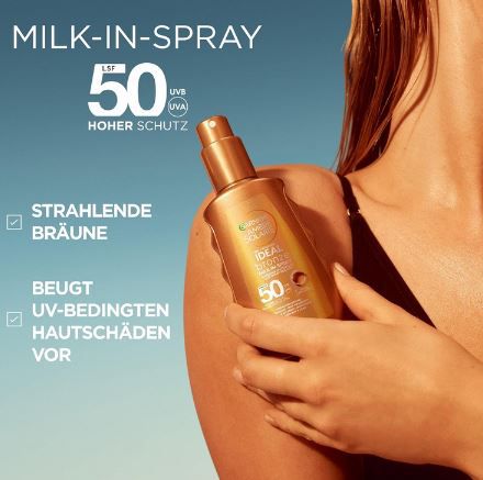 Garnier Ambre Solaire Ideal Bronze Milk in Spray, LSF50 für 6€ (statt 11€)