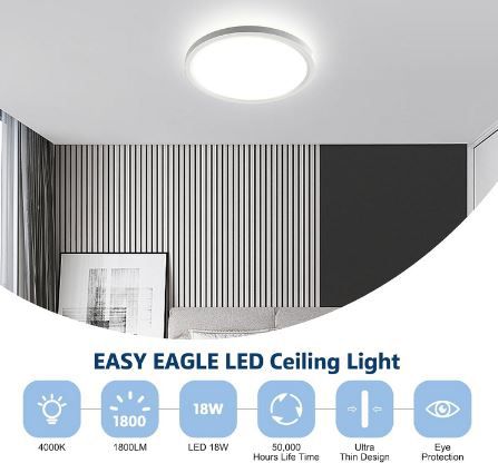 Easy Eagle LED Deckenleuchte Flach & Rund, 22cm für 8,92€ (statt 16€)