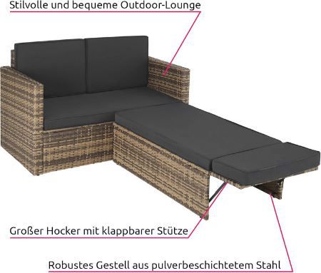 tectake Sofa Set mit Sessel + Hocker & Schlaffunktion für 165,79€ (statt 190€)