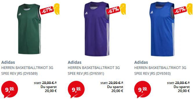 adidas 3G Rev JRS Basketballtrikot in 5 Farben für je 14,98€ (statt 24€)