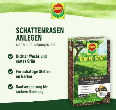 2Kg Compo Saat Schatten Rasensamen bis 100m² für 32,30€ (statt 48€)