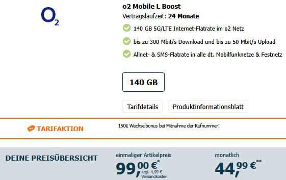 Samsung Galaxy S24 Ultra für 99€ + o2 ALlnet 140GB für 44,99€ mtl. + 150€ Bonus