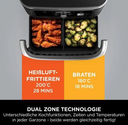 Ninja Foodi AF500EU FlexDrawer Heißluftfritteuse mit 10,4L für 169,99€ (statt 270€)