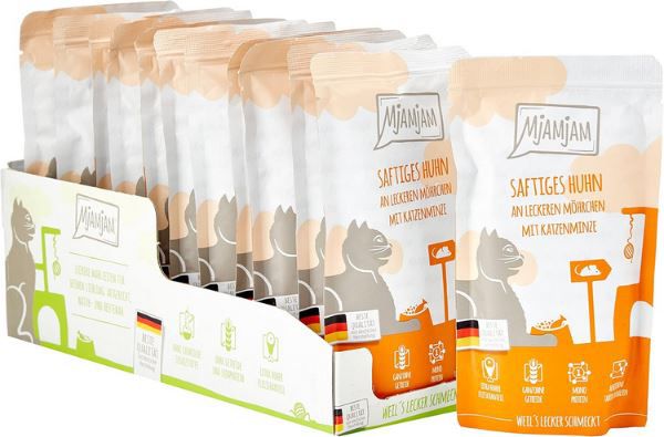 12er Pack MjAMjAM Katzen Nassfutter mit Huhn ab 11,42€ (statt 18€)