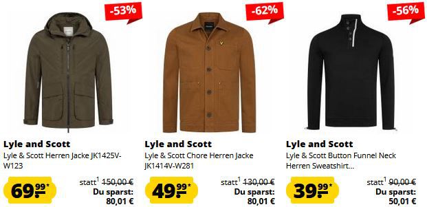 👕 SportSpar: Lyle & Scott Sale ab 15,99€ + 5€ Gutschein ab 60€