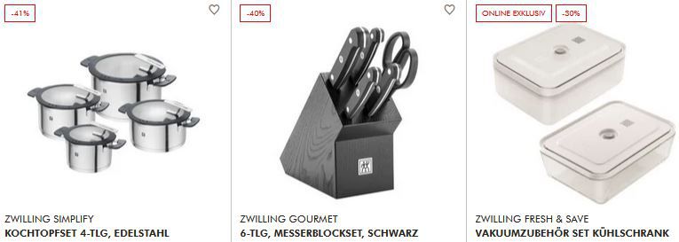 🍴 Zwilling Sale mit bis zu  66% Rabatt   z.B. Zwilling Gourmet Messerblock für 119€ (statt 199€)