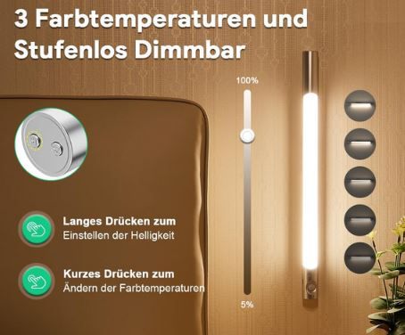 Tailcas LED Akku Unterbauleuchte, Dimmbar für 13,99€ (statt 28€)