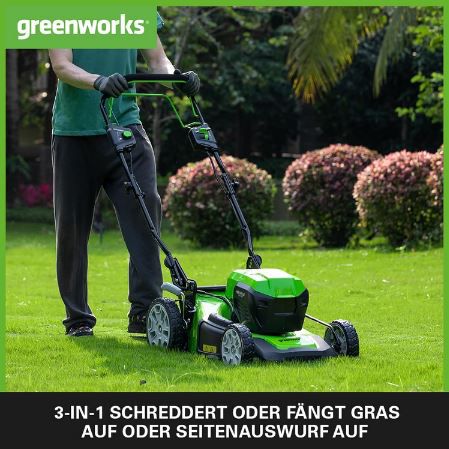 Greenworks 48V Akku Rasenmäher 46cm bis zu 480m² für 388,99€ (statt 530€)