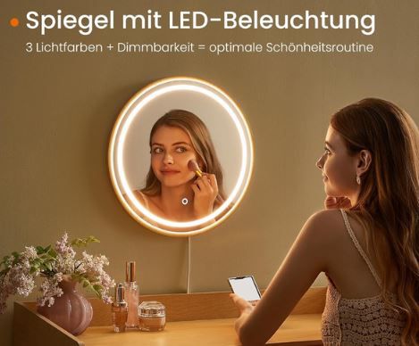 Songmics Home Bohoven Schminktisch mit Spiegel + LED für 104,99€ (statt 130€)