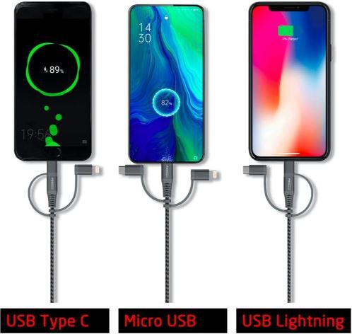 Pro User Dual Car USB Charger mit 3 in 1 USB Kabel, 36W für 9,99€ (statt 20€)