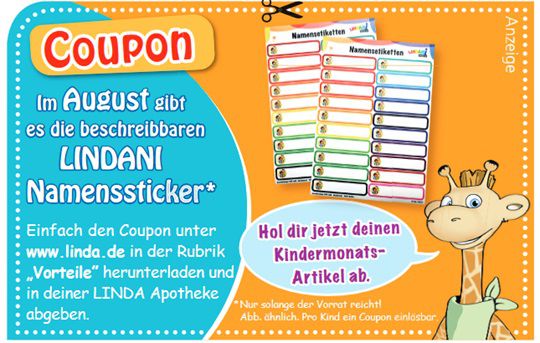 Linda Apotheken: LINDANI beschreibbare Namenssticker gratis