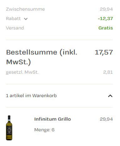 KNALLER! Fehler ?🍷 6 Flaschen Infinitum Grillo Weißwein für 17€ (statt 53€)