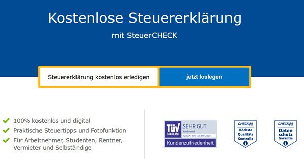 Gratis: Steuererklärung 2024 mit SteuerCheck