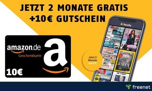 🔥 10€ Amazon Gutschein geschenkt + 2 Monate Readly Magazin Flat GRATIS