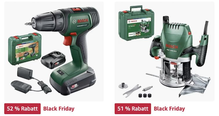 🔥⚒️ Amazon Black Week: Bosch Deals bis  63%   z.B. Handhobel mit 680W für 64,99€ (statt 87€)