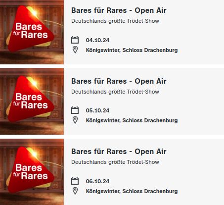 Gratis Tickets für die Bares für Rares Open Air Sendung auf Schloss Drachenburg