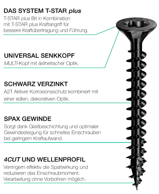 Spax Universalschraube, Senkkopf, 200 Stück 4x30mm für 5,39€ (statt 9€)