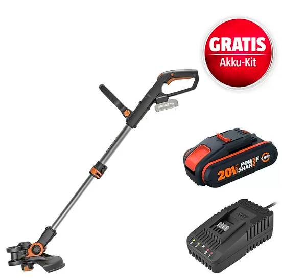 Worx WG163E.9 Akku Rasentrimmer inkl. Akku und Ladestation für 55,55€ (statt  105€)