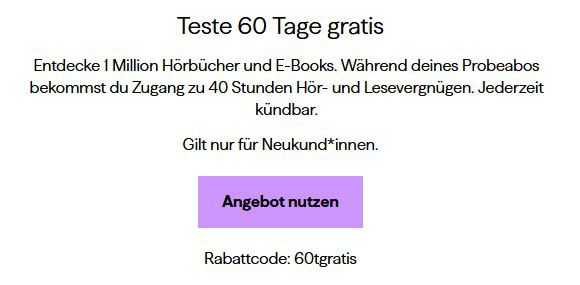 🎧 BookBeat Hörbuch Service (ähnlich wie audible) 60 Tage GRATIS ausprobieren