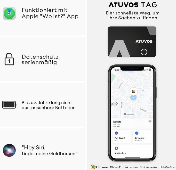 AirTag für die Geldbörse? ATUVOS Wallet Tag für Wo ist? für 11,24€ (statt 20€)