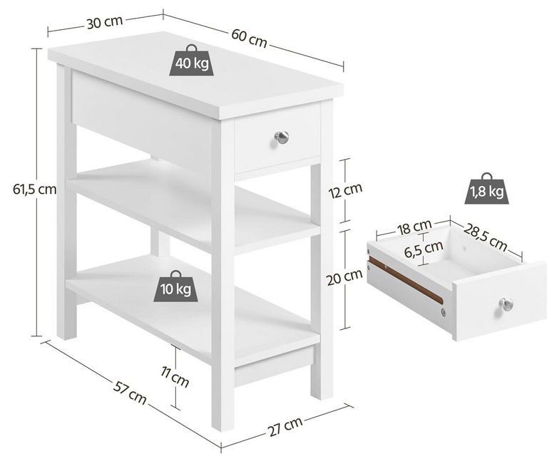 Yaheetech schmaler Beistelltisch mit Schublade für 34,99€ (statt 50€)