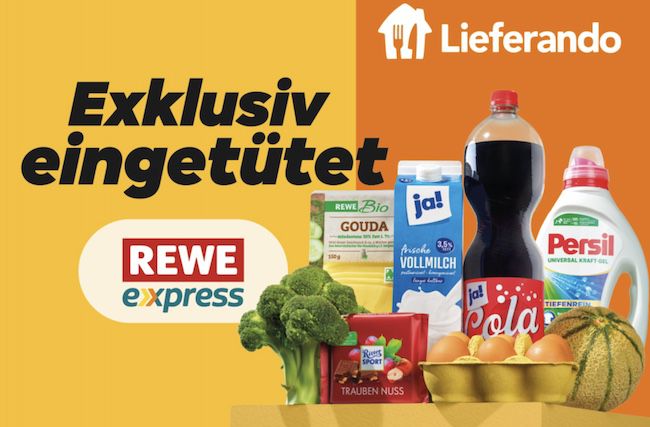 REWE und Lieferando kooperieren für Expresslieferungen von Lebensmitteln