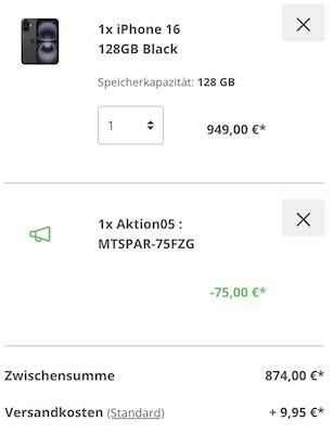 ➡️📱 Das neue Apple iPhone 16 / Pro (Max) vorbestellen + 75€ Rabatt (bei 0% Finanzierung)