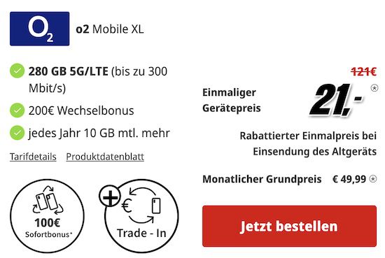 Trade In: Google Pixel 9 Pro XL + o2 Allnet 280GB 5G für 49,99€ mtl. + 200€ Bonus