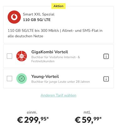 🍏 Apple iPhone 16 Pro für 299,95€ + Vodafone 110GB Allnet 59,99€ mtl. + 200€ Bonus