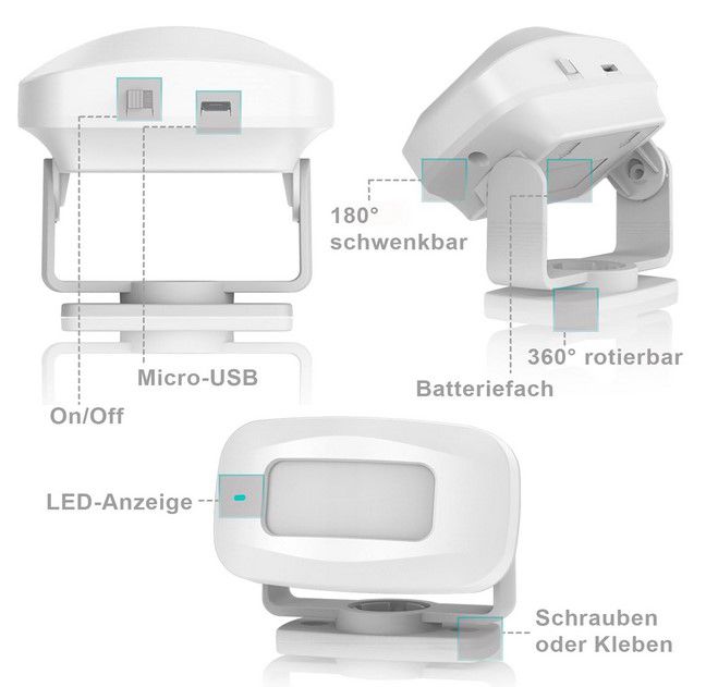 Eaxus Sicherheits Bewegungsmelder mit Türklingel für 19,99€ (statt 25€)