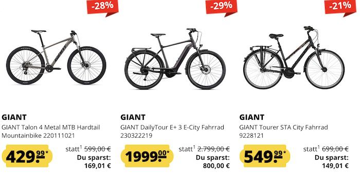 🚲 Giant Fahrrad Sale   z.B. Giant Stance 2 MTB für 1.149,99€ (statt 1.699€)