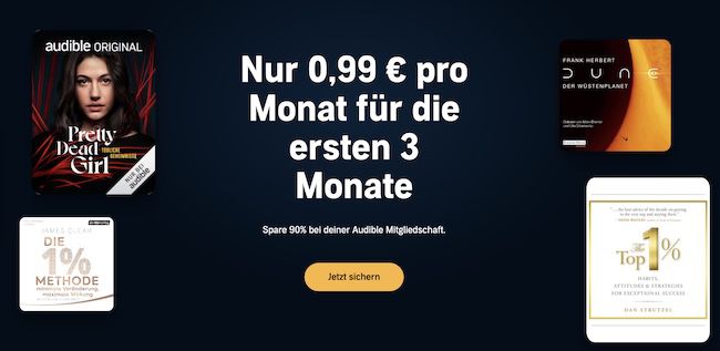 🔥 3 Monate Audible für 2,97€ testen (statt 30€)