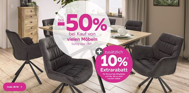 Mömax: bis 50% Rabatt auf Möbel + 10% extra + keine VSK ab 49€