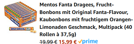 40er Pack Mentos Fanta Dragees, Frucht Bonbons à 37,5g ab 15,99€ (statt 24€)