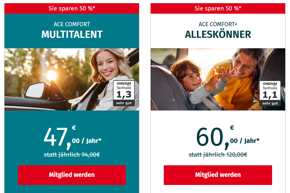 Bis 50% Rabatt auf die ACE Auto Club Europa Mitgliedschaft (Pannenhilfe) + GRATIS Hotel Gutschein