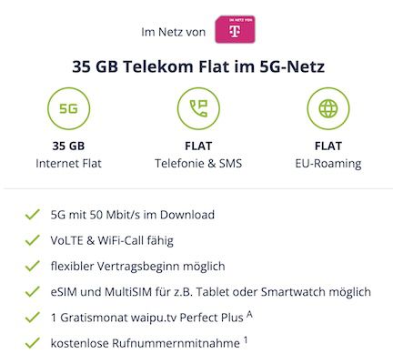 😍 KNALLER! Telekom Allnet 35GB 5G nur 14,99€ mtl.   Multi SIM möglich