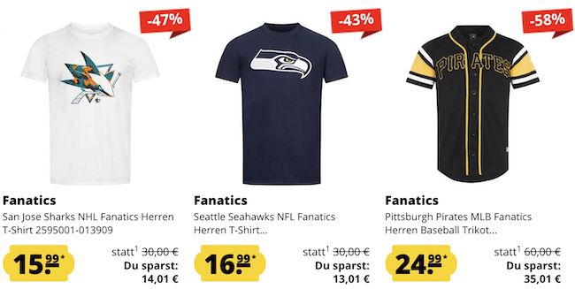 Fanatics Fan Artikel Sale ab 14,99€   z.B. New England Patriots Sweatshirt ab 18,99€